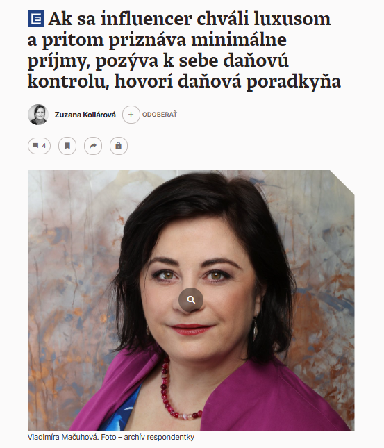 Rozhovor pre Denník N: Ako sa zdaňujú príjmy influencerov